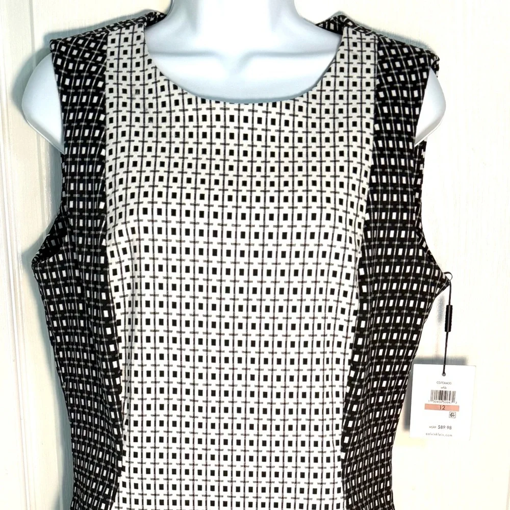 Calvin Klein Black and White Sleeveless sheath Dress size 12 - Picture 15 of 16